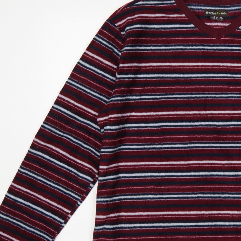 Atlas For Men Men's Multicoloured Striped V-Neck Pullover Sweatshirt L