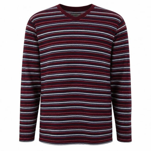 Atlas For Men Men's Multicoloured Striped V-Neck Pullover Sweatshirt L