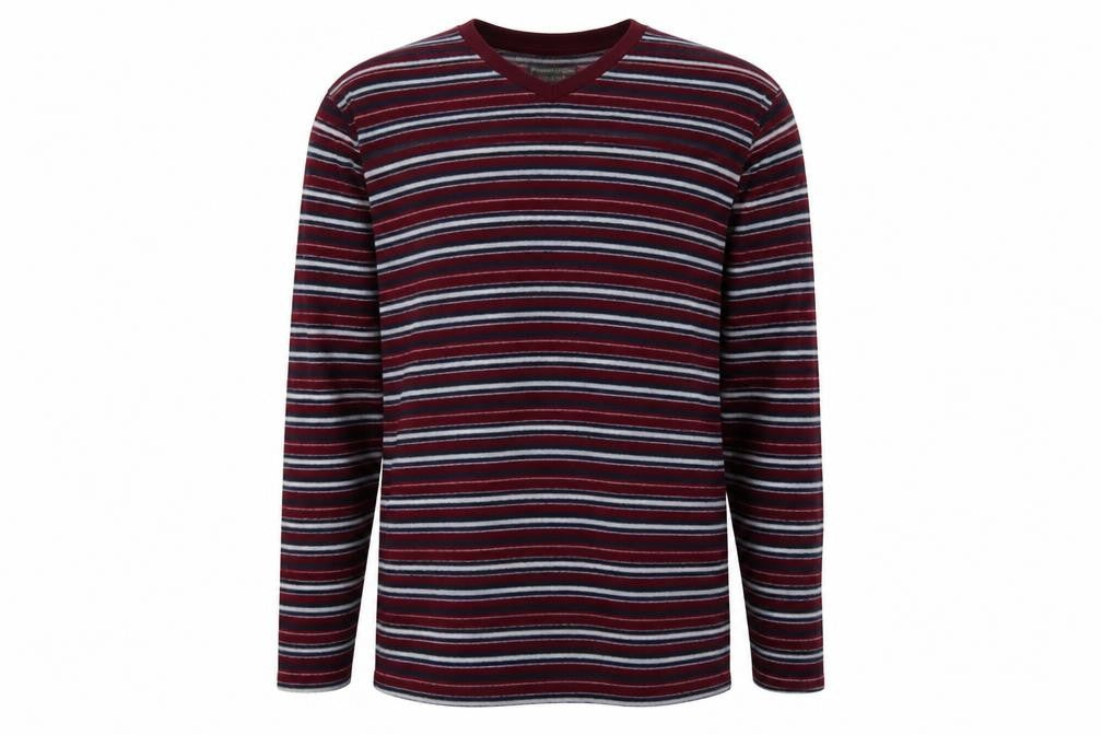 Atlas For Men Men's Multicoloured Striped V-Neck Pullover Sweatshirt L