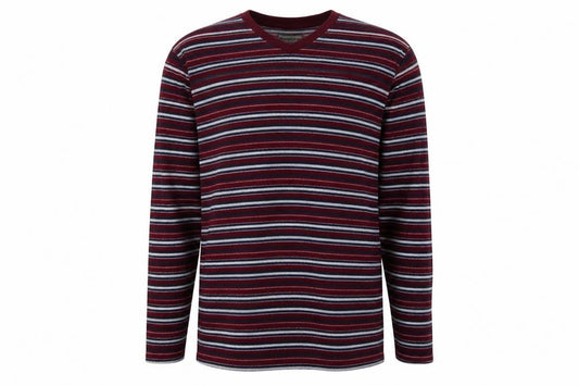 Atlas For Men Men's Multicoloured Striped V-Neck Pullover Sweatshirt L