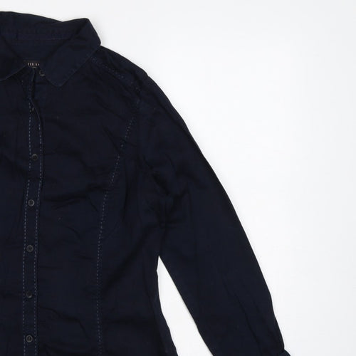 Ted Baker Women Blue UK 14 Tailored Long Sleeve Button-Up Shirt