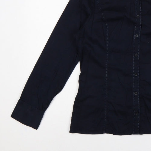 Ted Baker Women Blue UK 14 Tailored Long Sleeve Button-Up Shirt