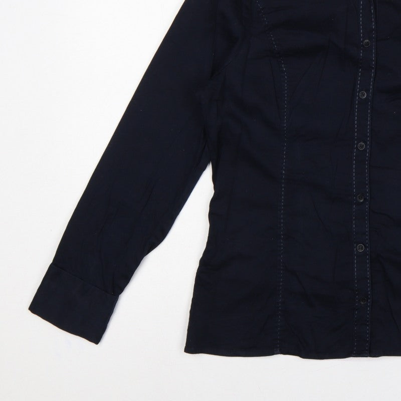 Ted Baker Women Blue UK 14 Tailored Long Sleeve Button-Up Shirt