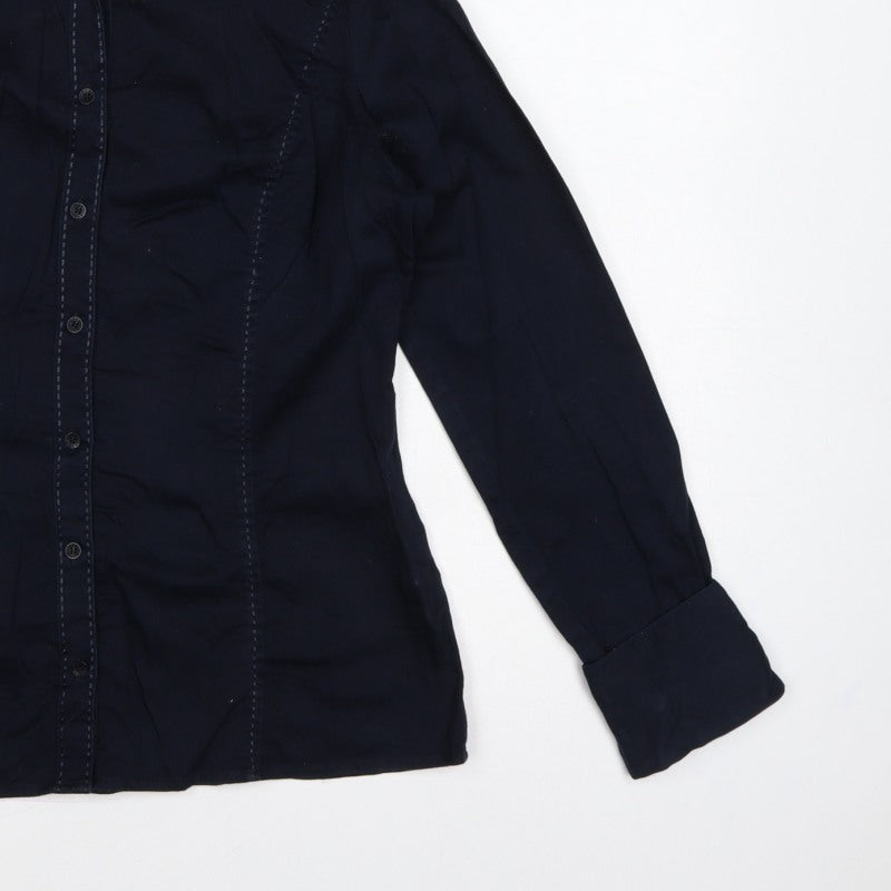 Ted Baker Women Blue UK 14 Tailored Long Sleeve Button-Up Shirt
