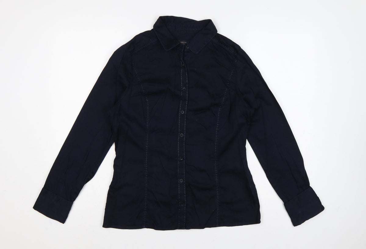 Ted Baker Women Blue UK 14 Tailored Long Sleeve Button-Up Shirt