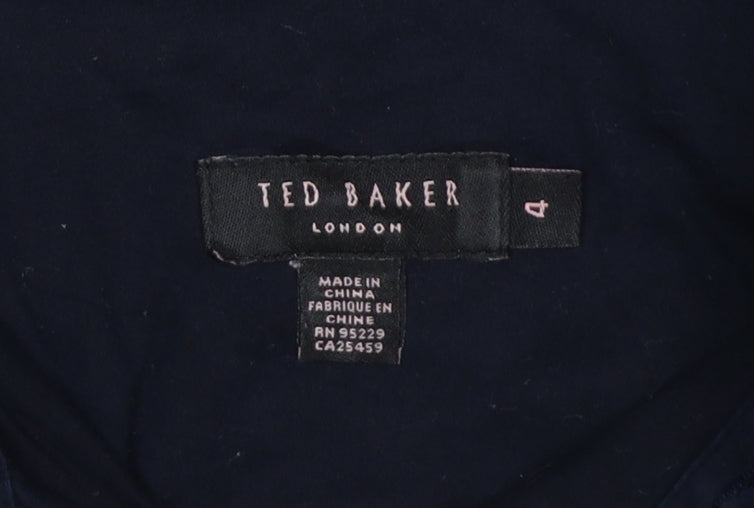Ted Baker Women Blue UK 14 Tailored Long Sleeve Button-Up Shirt