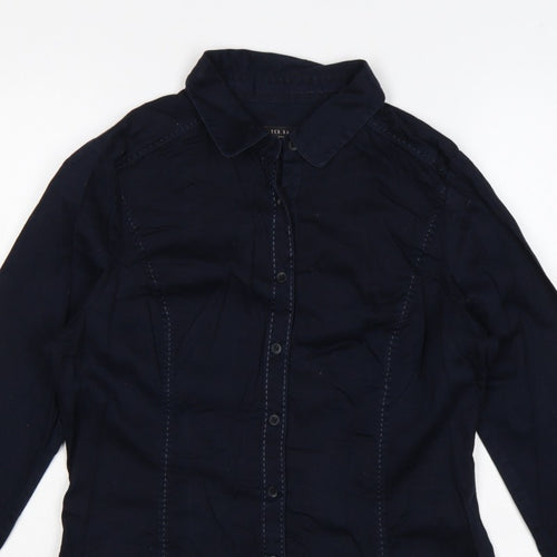 Ted Baker Women Blue UK 14 Tailored Long Sleeve Button-Up Shirt