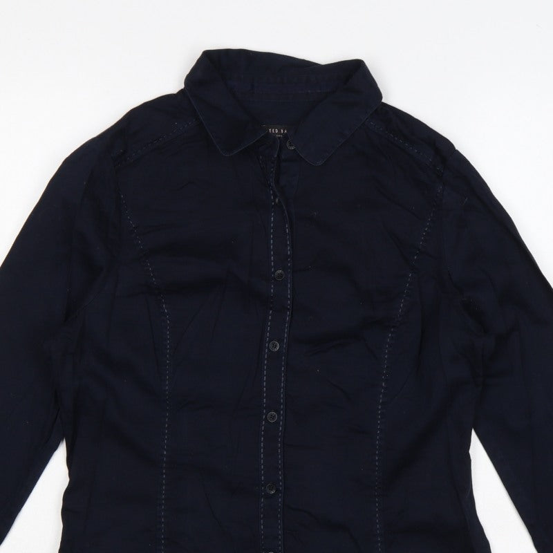 Ted Baker Women Blue UK 14 Tailored Long Sleeve Button-Up Shirt