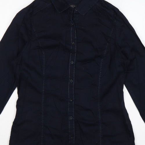 Ted Baker Women Blue UK 14 Tailored Long Sleeve Button-Up Shirt