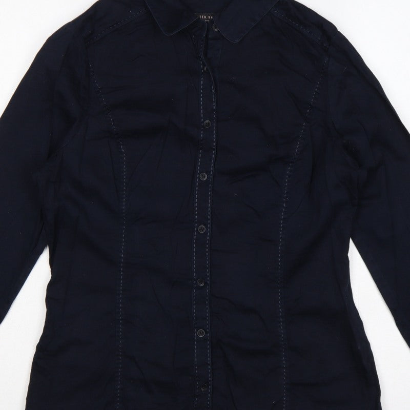 Ted Baker Women Blue UK 14 Tailored Long Sleeve Button-Up Shirt