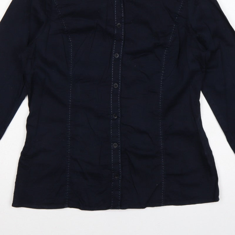 Ted Baker Women Blue UK 14 Tailored Long Sleeve Button-Up Shirt