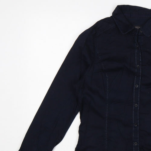 Ted Baker Women Blue UK 14 Tailored Long Sleeve Button-Up Shirt