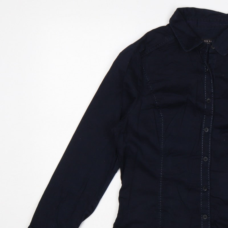 Ted Baker Women Blue UK 14 Tailored Long Sleeve Button-Up Shirt