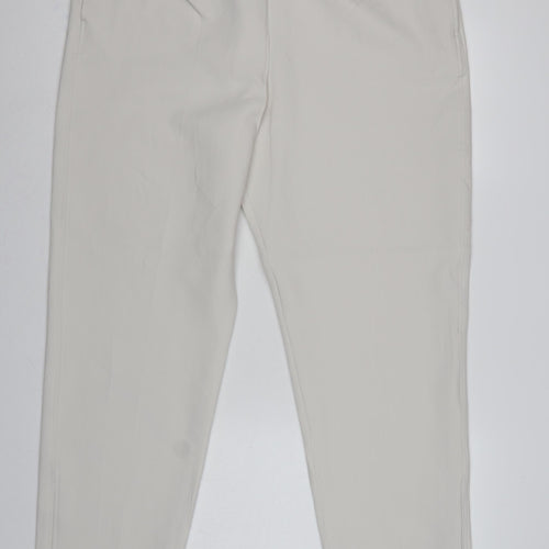M&S Womens Ivory UK 20 Long Tapered Ankle Zip Tailored Trousers
