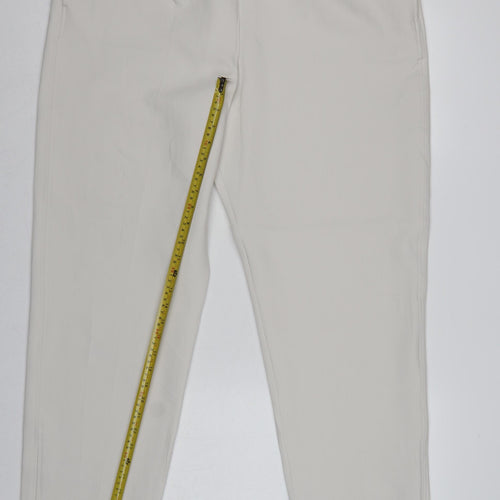 M&S Womens Ivory UK 20 Long Tapered Ankle Zip Tailored Trousers
