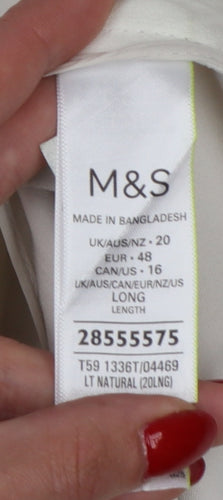M&S Womens Ivory UK 20 Long Tapered Ankle Zip Tailored Trousers
