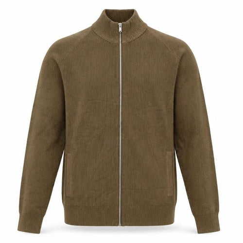 Marks and Spencer Men Brown M Full Zip High Neck Knit Jumper
