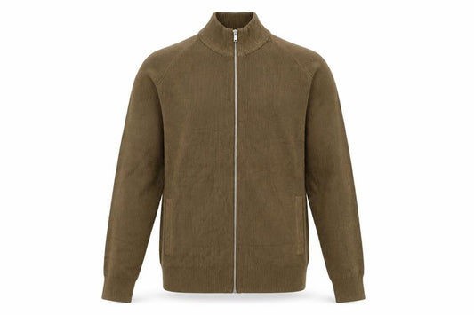 Marks and Spencer Men Brown M Full Zip High Neck Knit Jumper