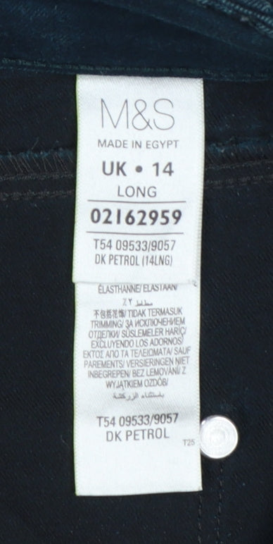 Marks & Spencer Women’s Dark Petrol UK 14 Long Slim Stretch Jeggings