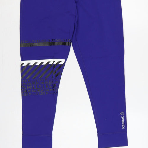 Reebok Women Purple L Les Mills Speedwick Gym Training Leggings