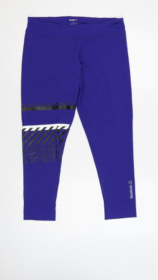 Reebok Women Purple L Les Mills Speedwick Gym Training Leggings