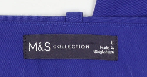 Marks and Spencer Women Blue UK 6 Short Tapered Smart Trousers