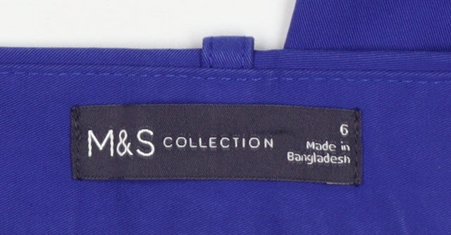 Marks and Spencer Women Blue UK 6 Short Tapered Smart Trousers