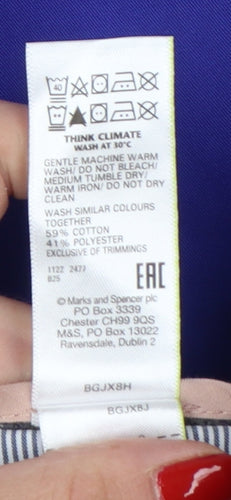 Marks and Spencer Women Blue UK 6 Short Tapered Smart Trousers
