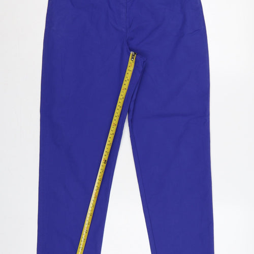 Marks and Spencer Women Blue UK 8 Long Tapered Chino Trousers Pockets