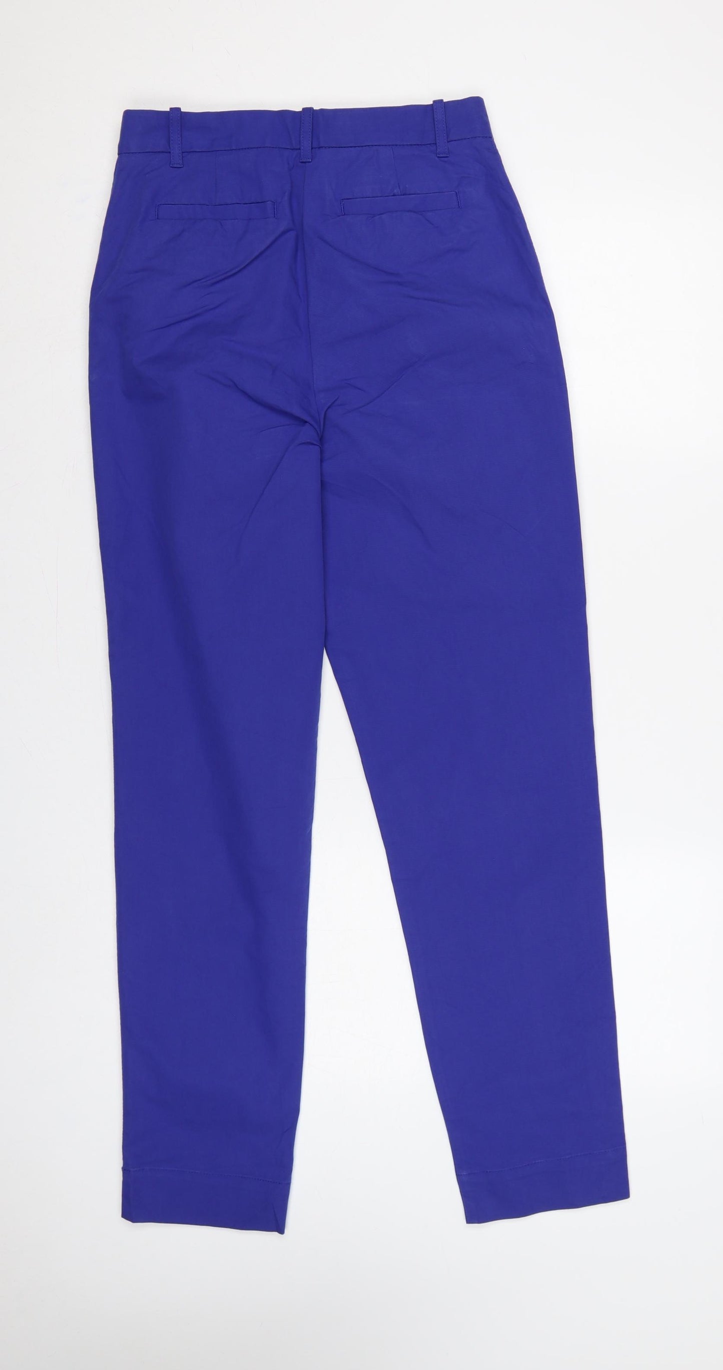 Marks and Spencer Women Blue UK 8 Long Tapered Chino Trousers Pockets
