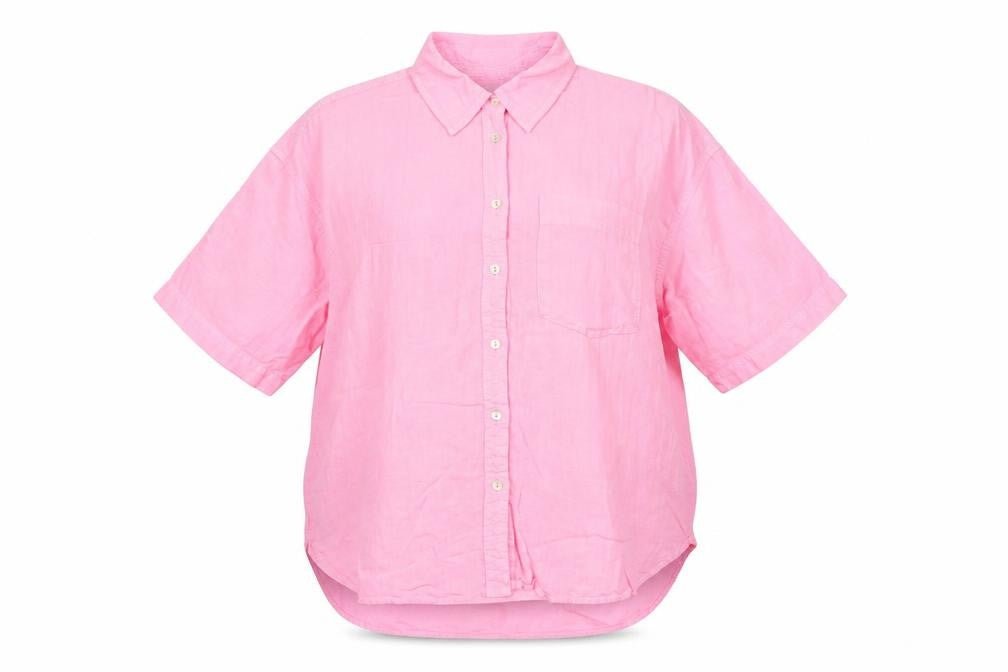 Marks and Spencer Women Pink Linen Button-Up Shirt UK 20 3/4 Sleeve