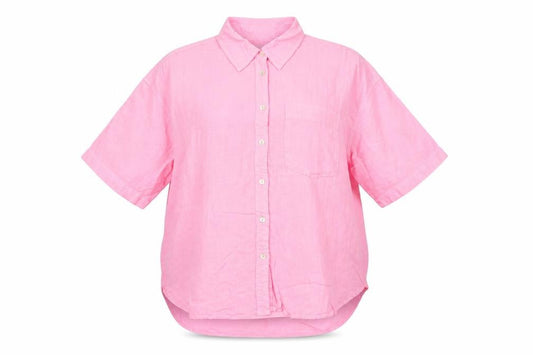 Marks and Spencer Women Pink Linen Button-Up Shirt UK 20 3/4 Sleeve