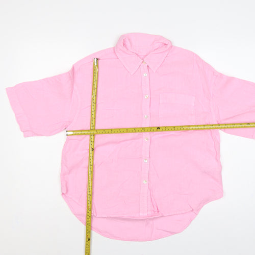 Marks and Spencer Women Pink Linen Button-Up Shirt UK 20 3/4 Sleeve