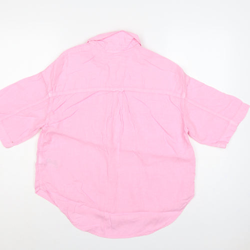 Marks and Spencer Women Pink Linen Button-Up Shirt UK 20 3/4 Sleeve