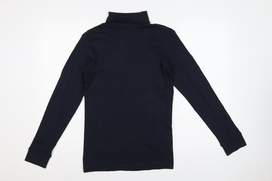 Cotton Traders Men’s Navy Blue Small Long Sleeve High Neck Cotton T-Shirt