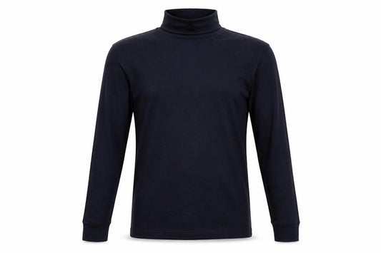 Cotton Traders Men’s Navy Blue Small Long Sleeve High Neck Cotton T-Shirt