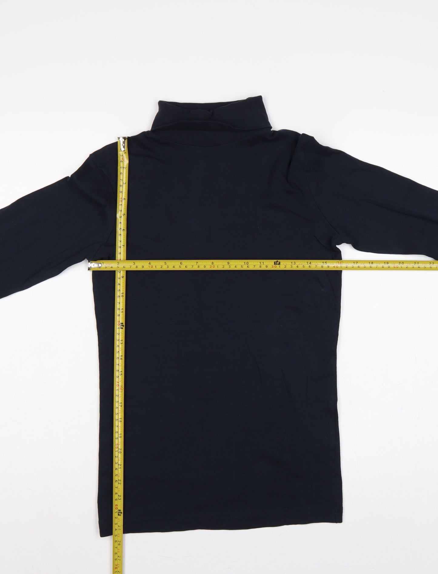 Cotton Traders Men’s Navy Blue Small Long Sleeve High Neck Cotton T-Shirt