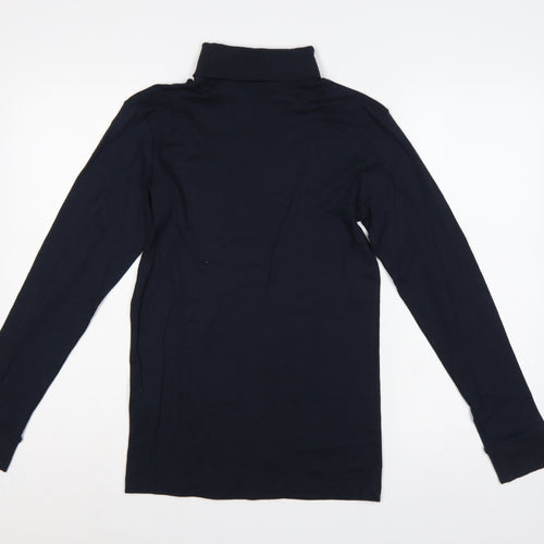 Cotton Traders Men’s Navy Blue Small Long Sleeve High Neck Cotton T-Shirt
