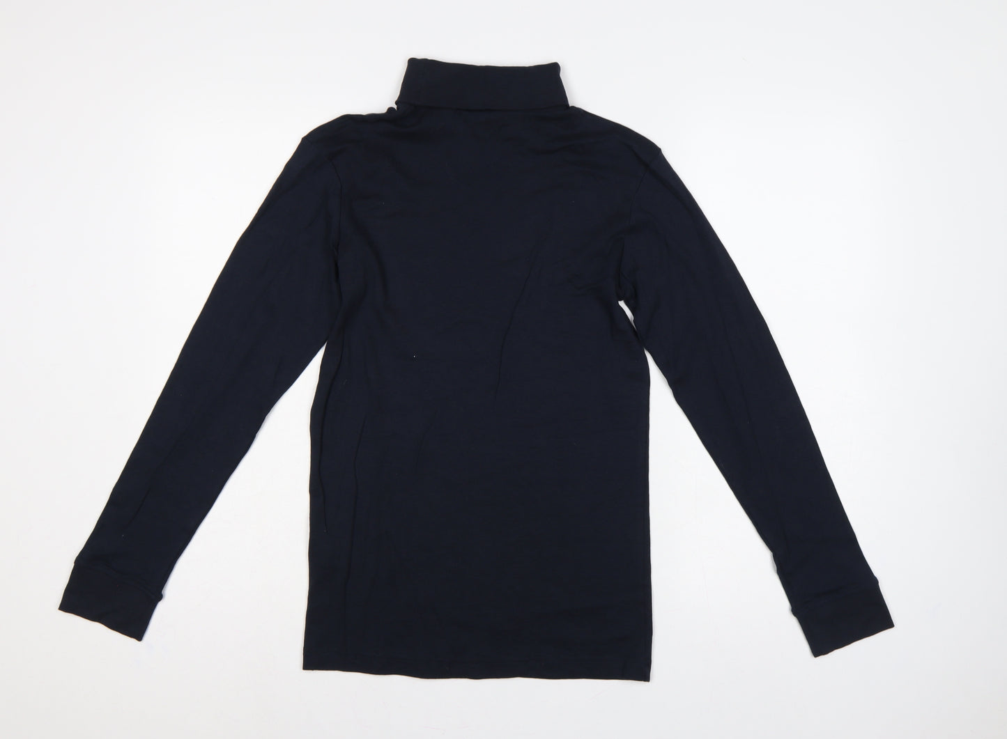 Cotton Traders Men’s Navy Blue Small Long Sleeve High Neck Cotton T-Shirt