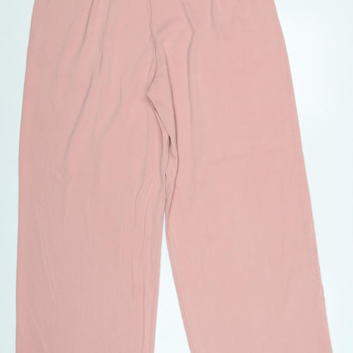 Marks and Spencer Women Pink Size 18 Wide Leg High Rise Trousers