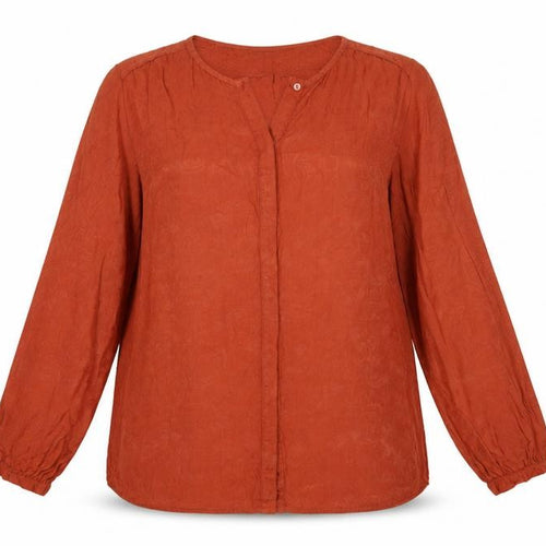 Monsoon Women Orange UK 14 Floral Jacquard Button-Up Long Sleeve Blouse