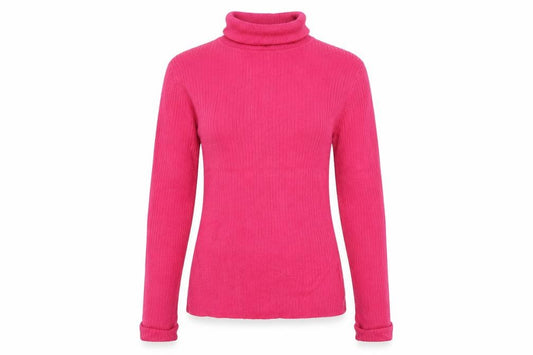 Front view of Collusion Women’s Pink UK 12 Roll Neck Ribbed Knit Slim Jumper