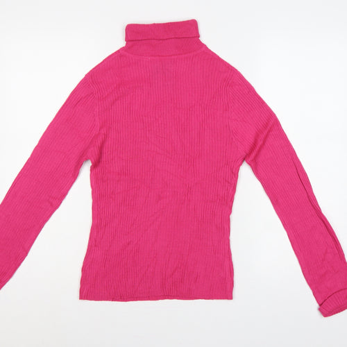 Collusion Women’s Pink UK 12 Roll Neck Ribbed Knit Slim Jumper