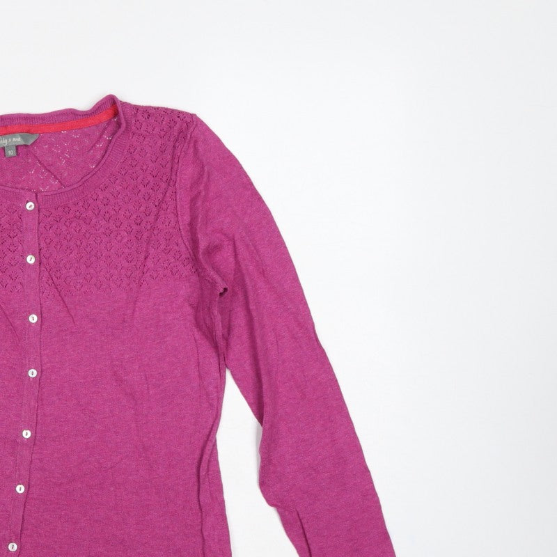 Additional view of Lily & Me Women’s Pink, size UK 10, Open Knit Button Cardigan