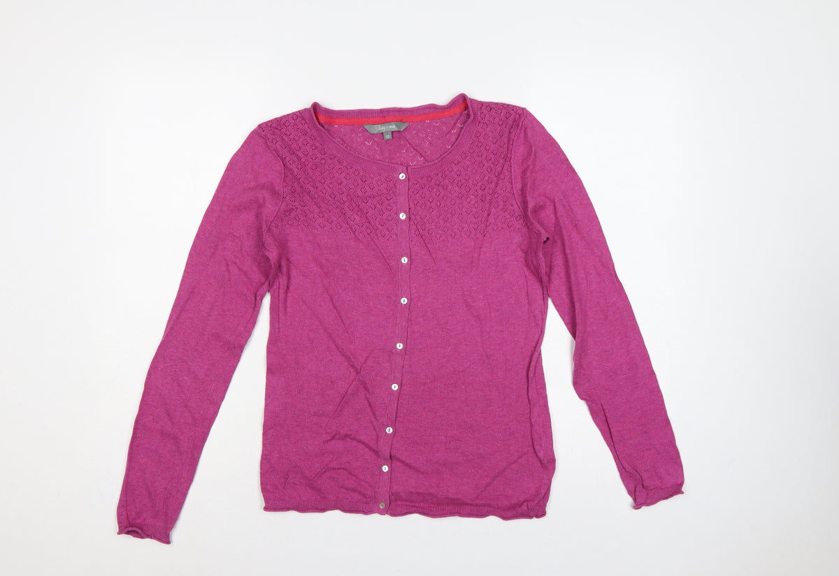 Back view of Lily & Me Women’s Pink, size UK 10, Open Knit Button Cardigan