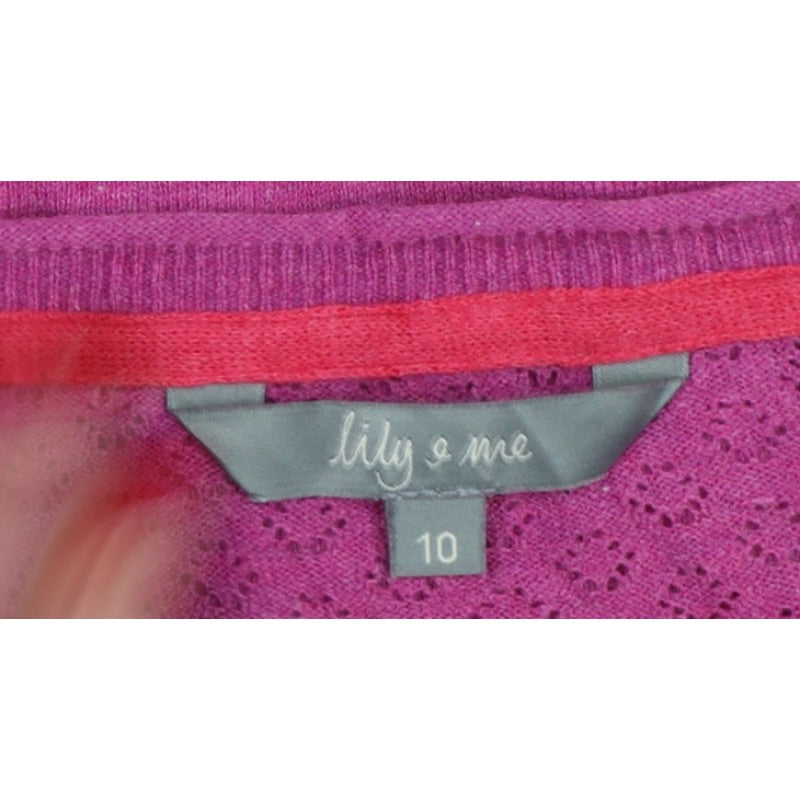 Additional view of Lily & Me Women’s Pink, size UK 10, Open Knit Button Cardigan