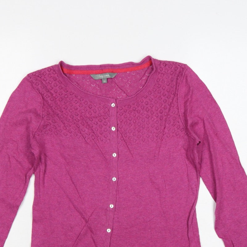 Additional view of Lily & Me Women’s Pink, size UK 10, Open Knit Button Cardigan