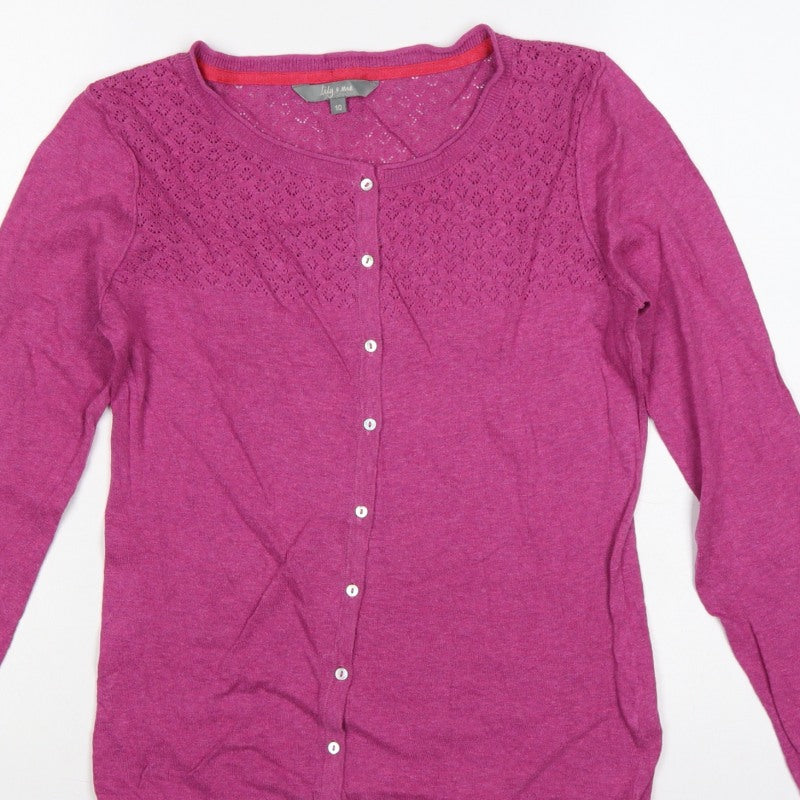 Additional view of Lily & Me Women’s Pink, size UK 10, Open Knit Button Cardigan