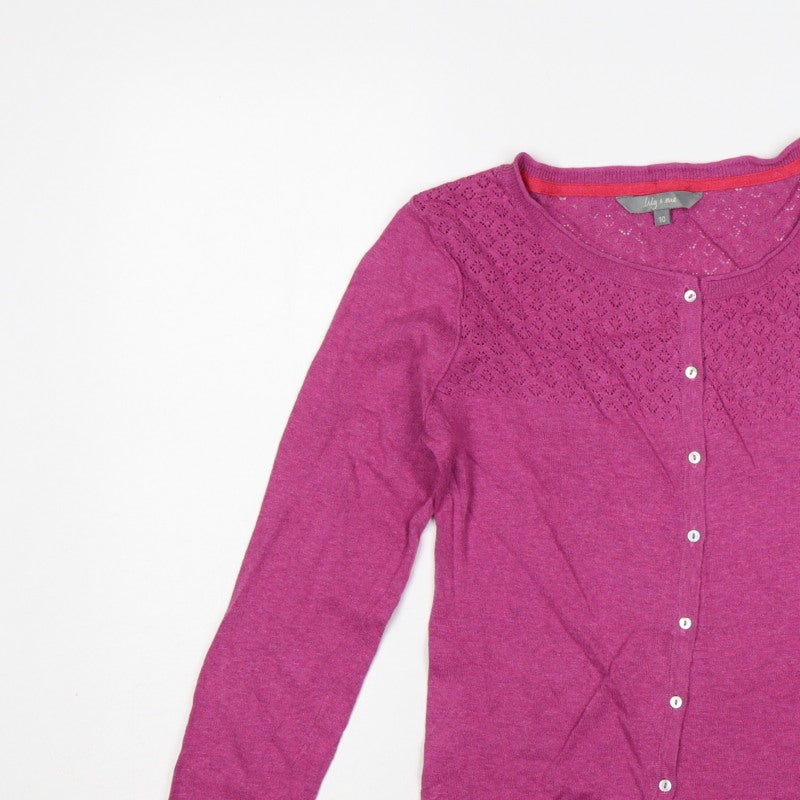 Additional view of Lily & Me Women’s Pink, size UK 10, Open Knit Button Cardigan