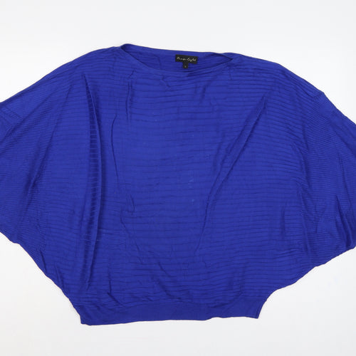 Phase Eight Women’s Blue M Batwing Dolman Ribbed Knit Pullover Jumper